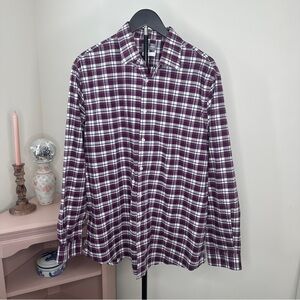 Michael Kors Men’s Purple & White Plaid Button-Down Shirt | XL
